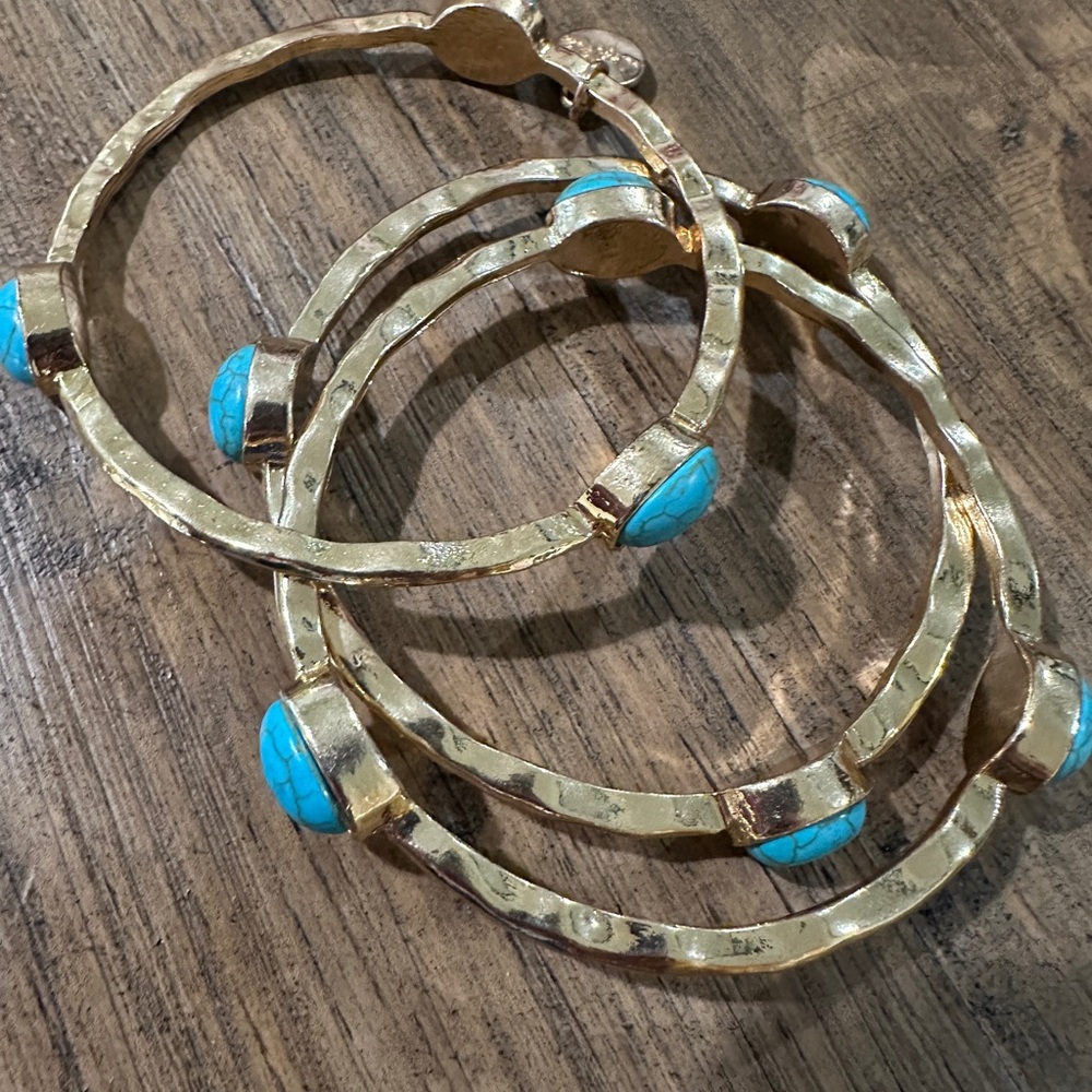 Gold and turquoise Bangle bracelets